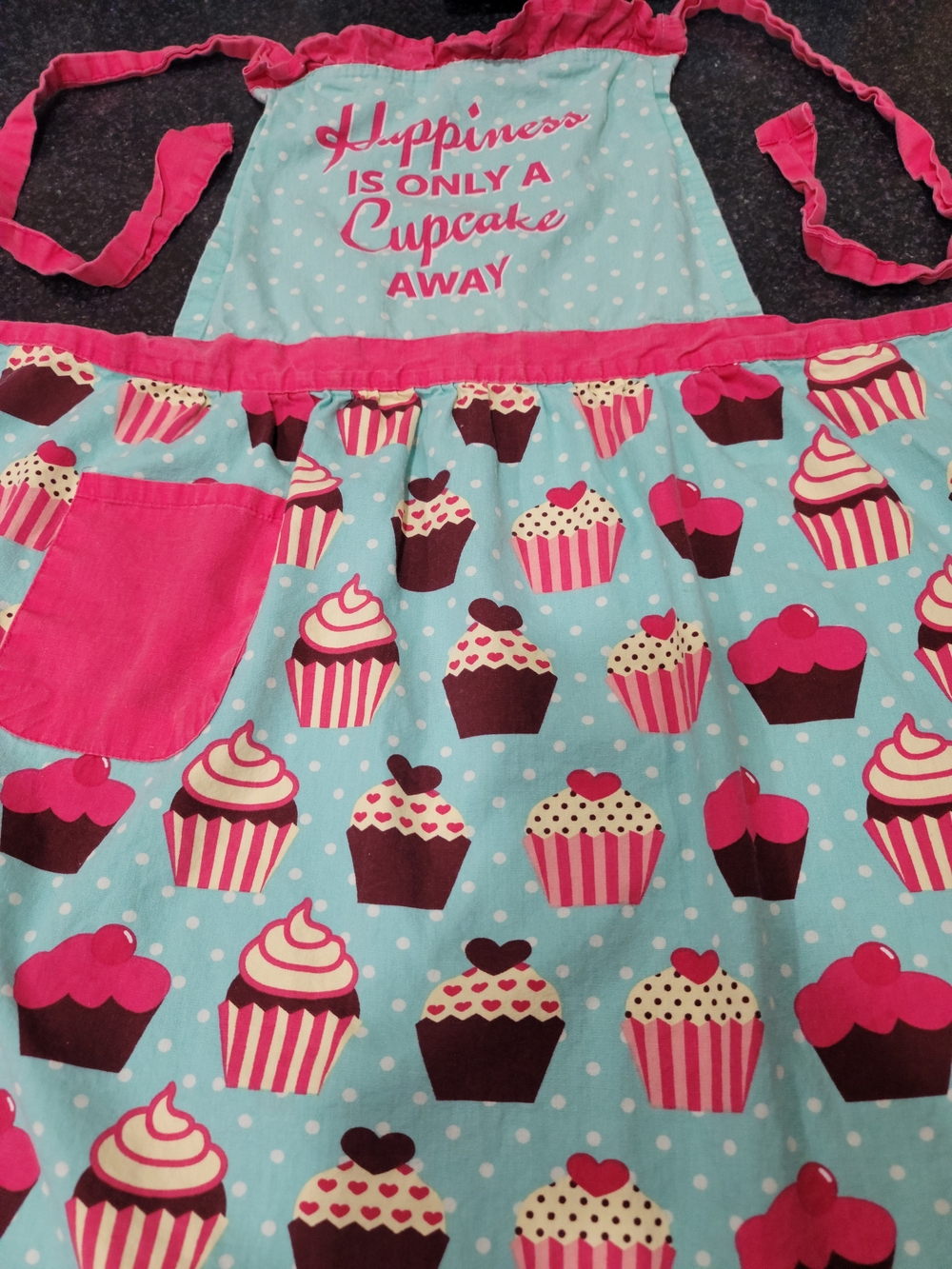 Cupcake Print Apron with Pink Trim